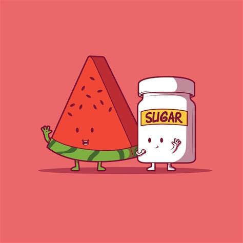 Premium Vector | Watermelon and sugar characters vector illustration Food funny summer design ...