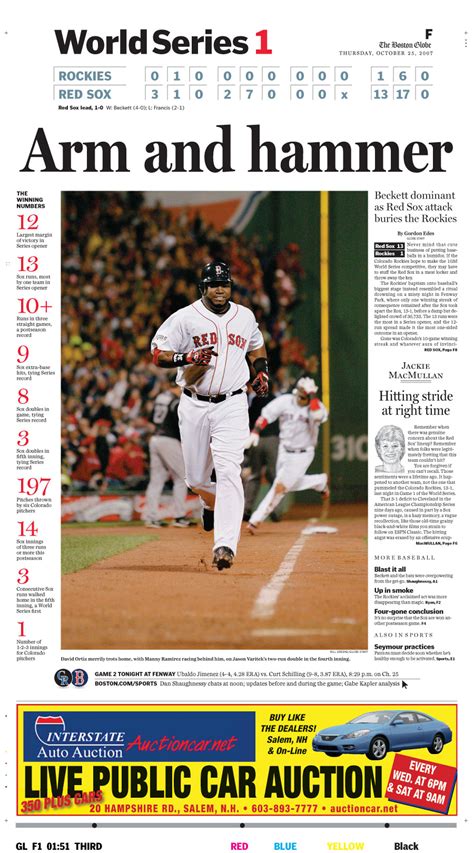 boston globe sports page