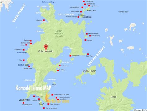 Komodo Island Map Komodo National Park Tourism Maps