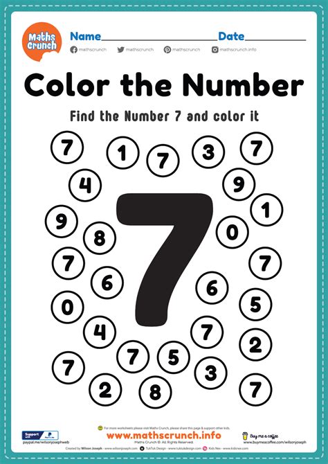 Pre k math worksheets number 7 coloring maths | Maths Crunch | Pre k math worksheets, Preschool ...