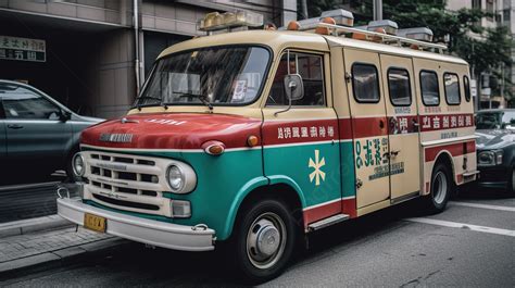 Old Ambulance With Its Chinese Sign On A Street Background, Ambulance Vehicle, Fire Engine ...