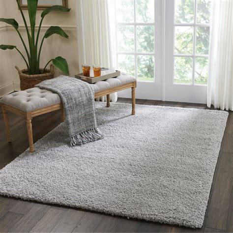 Malibu Shag Solid Silver Grey Area Rug - Walmart.com - Walmart.com