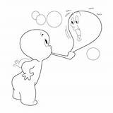Casper Playing With Bubbles Coloring Page For Kids  Free sketch template