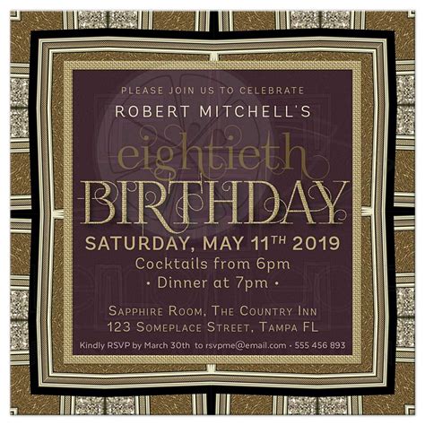 80th Birthday Invitation | Timeless Elegance Gold Deco | 80th birthday invitations, Adult ...