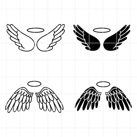 Praying Angel Silhouette With Halo Clipart