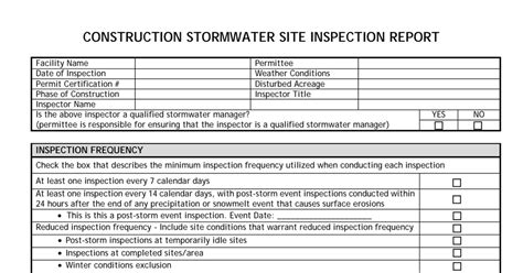 Construction Stormwater Site Inspection Checklist Che - vrogue.co