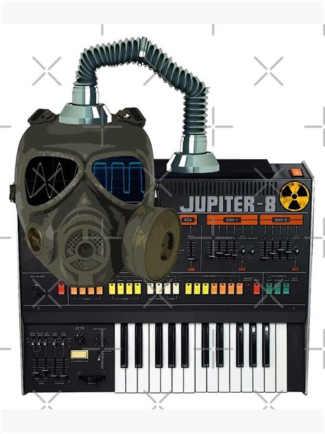 Poster « Jupiter - 8 Radioactive - Gas Mask - Synth - Synthétiseur vintage - Nucléaire - Réduit ...