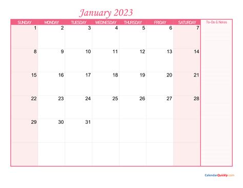 Monthly Calendar 2023 With Notes Calendar Quickly | FREE Printable Online