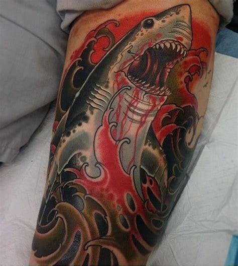 90 Shark Tattoo Designs For Men - Underwater Food Chain