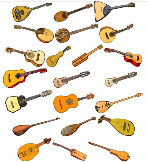 a bunch of different guitars are shown in this image