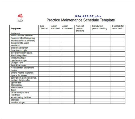 54+ Maintenance Schedule Template - Free Word, Excel, PDF Format Download