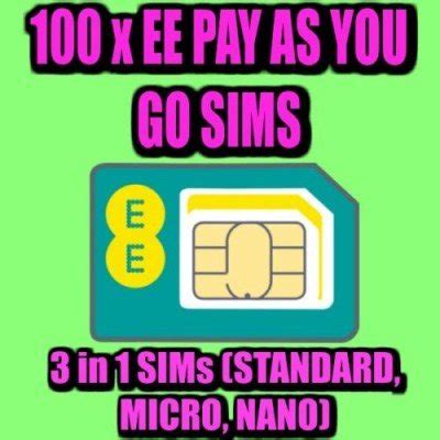 EE Free Sim Card - UK 4G Pay As You Go Multi SIM