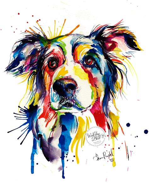 Colorful Border Collie Art Print Print of Original - Etsy