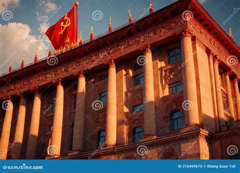 Soviet Style Authoritarian Totalitarian Building, with Communist Symbols Stock Illustration ...