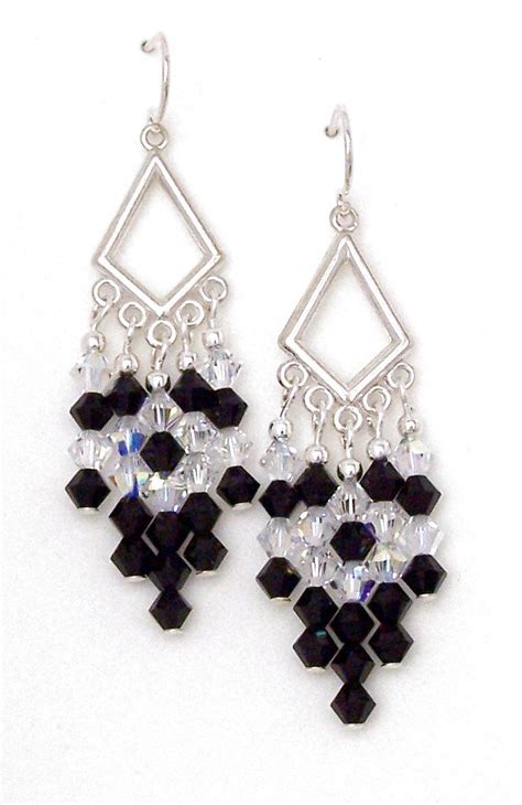 Black Crystal Chandelier Earrings | Glass beads jewelry, Chandelier earrings, Swarovski crystal ...