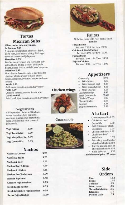 Menu at El Paso Grill Mexican Restaurant, Pageland