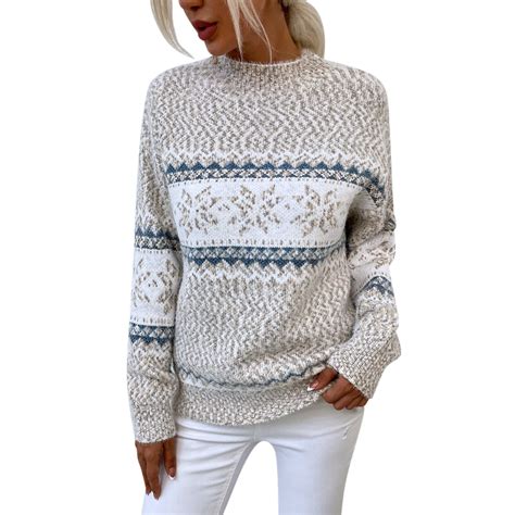 Fall Sweaters For Women 2023 Graphic Christmas Snowflake Sweater ...