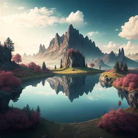 Premium AI Image | Imaginary landscapes