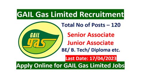 GAIL Gas Limited Recruitment 2023 for Senior & Junior Associate - 120 Posts