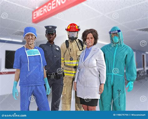 Heroes, First Responders, Emergency Workers Stock Illustration ...