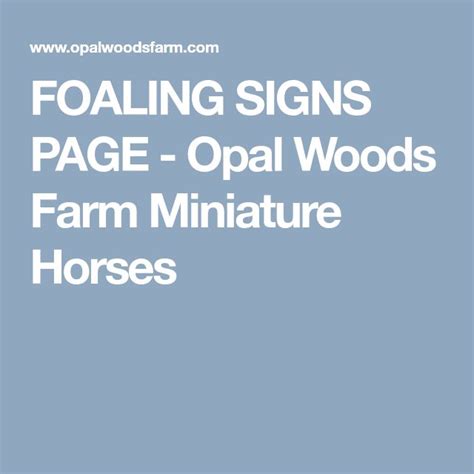 FOALING SIGNS PAGE - Opal Woods Farm Miniature Horses | Miniature horse, Broodmare, Foals