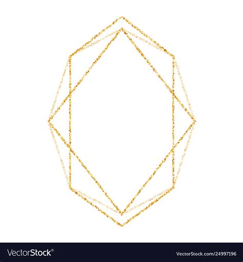 Gold geometric glitter polygon frame Royalty Free Vector