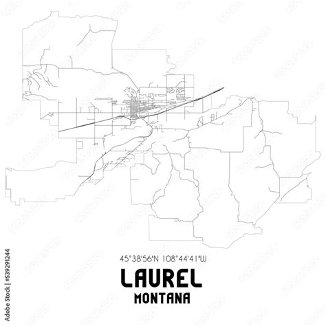 Laurel Montana. US street map with black and white lines. Stock ...