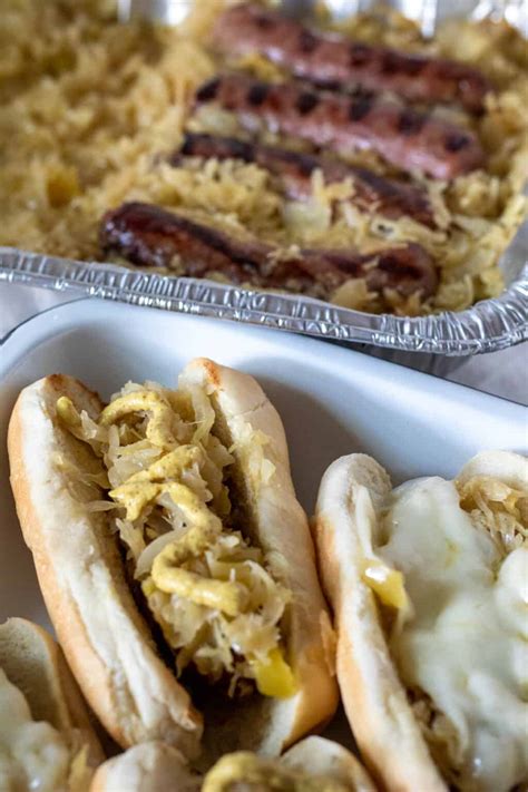 Beer Brats and Sauerkraut {Cooked On the Grill in One Pan}