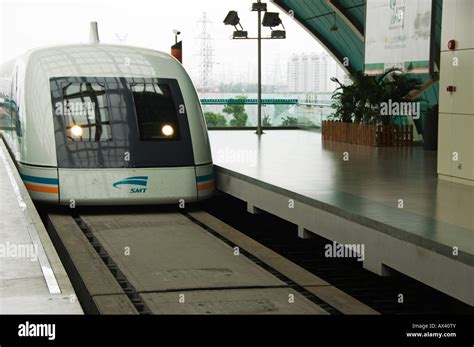 China, Shanghai. Maglev (magnetic levitation) Train between Shanghai ...