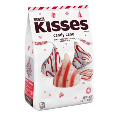 HERSHEY'S KISSES Candy Cane Mint With Stripes and Candy Bits Candy Christmas Bulk Bag, 1 bag ...