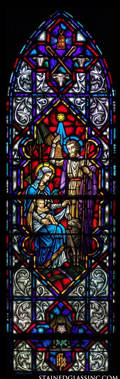 "Holy Family Nativity" Religious Stained Glass Window