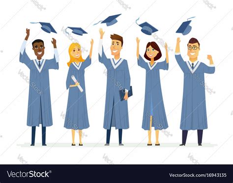 Happy graduating students - cartoon people Vector Image