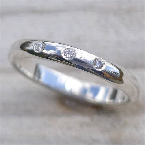 Three Diamond Silver Wedding Ring By Lilia Nash Jewellery ...