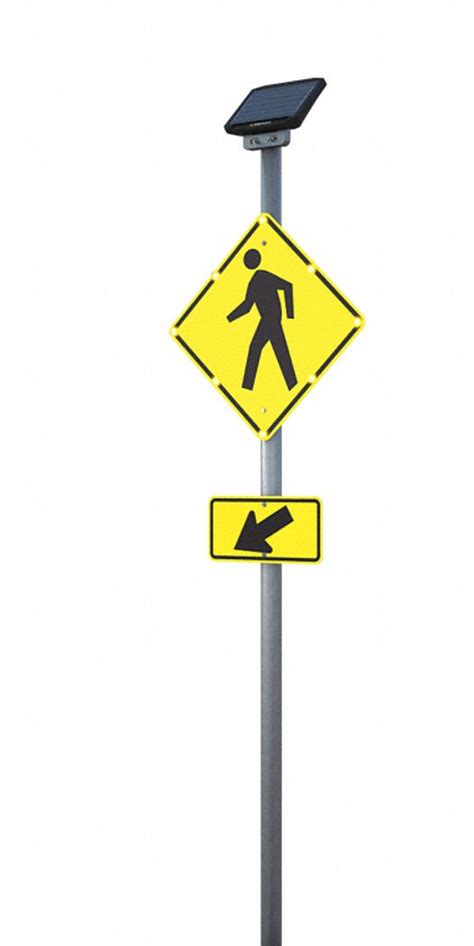 30 x 30 in Nominal Sign Size, Aluminum, Flashing LED Pedestrian Crosswalk Sign - 60UF63|600598 ...