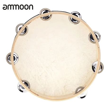 10" Hand Held Tambourine Drum Bell Birch Metal Jingles Percussion Musical Educational Instrument ...