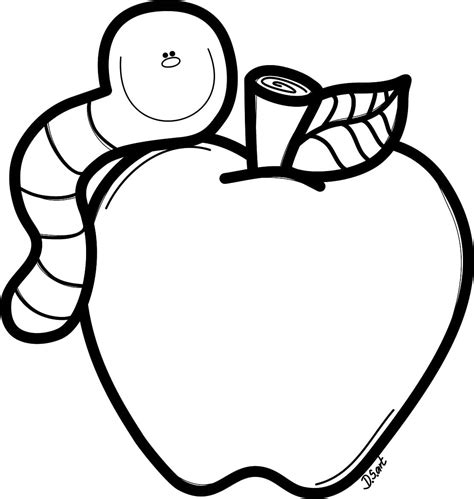 Worm and Apple coloring page - Download, Print or Color Online for Free