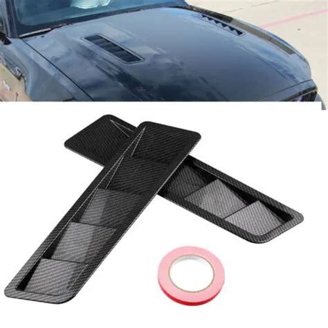 Carbon fiber Hood Vents Louver Panel Trim Matte ABS Universal for all vehicles-in Chromium ...