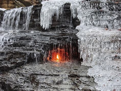 Naturally Occurring Eternal Flame Hidden near Buffalo, New York