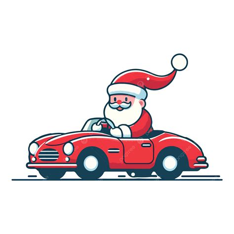 Minimalist Vector Of Santa Claus Driving A Convertible Car, Santa Car, Cute Santa, Christmas PNG ...