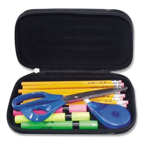 Large Soft-Sided Pencil Case, Fabric with Zipper Closure, Black - 3S Corp