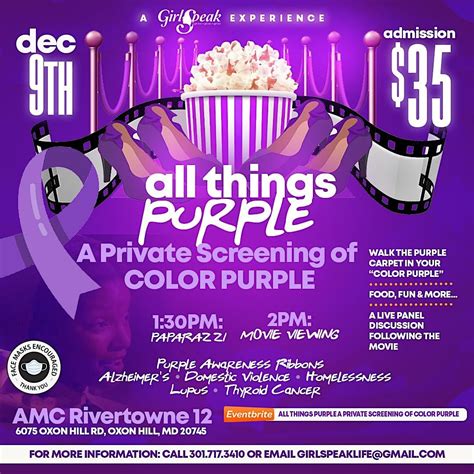 All Things Purple...A Private Screening of the COLOR PURPLE, AMC Rivertowne 12, Oxon Hill ...