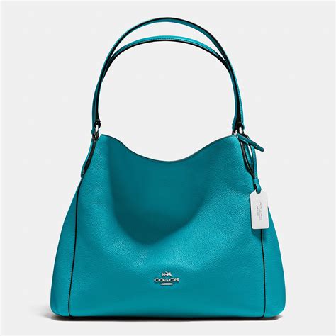 COACH Edie Shoulder Bag 31 In Refined Pebble Leather in Blue | Lyst