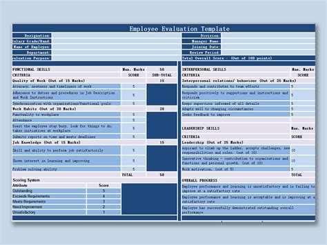 EXCEL of Employee Evaluation Work Form.xlsx | WPS Free Templates