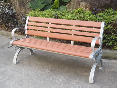 Garden Curved Wooden Plastic Slats Seating Bench Public Cast Aluminum ...