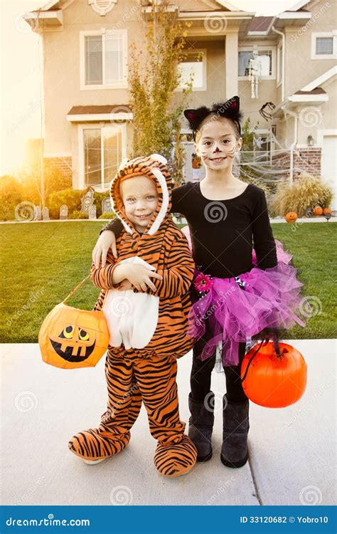 Kids On Halloween Trick Or Treat Royalty-Free Stock Photo ...