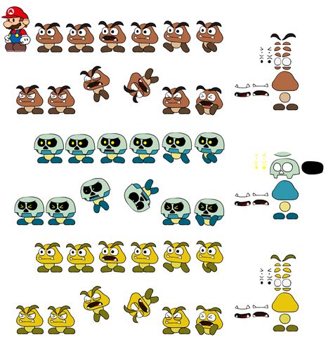 The Spriters Resource - Full Sheet View - Mario Customs - Goomba (Paper ...