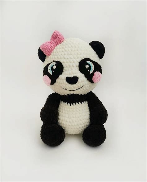 Cute Stuffed Toy Panda With Pink Bow Baby Panda Plush Toy | Etsy