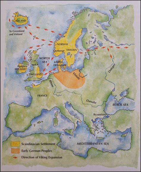 A map of Viking expansion, showing that Germanic-speaking peoples, made ...