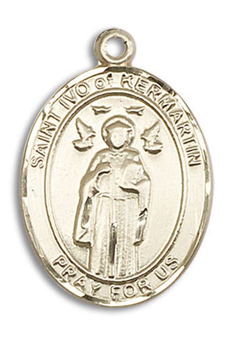 St. Ivo of Kermartin Medal - 14kt Gold Oval Pendant (3 Sizes)