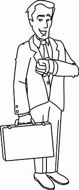 Business Man Looking At His Watch Coloring Pages  Best Place To Color sketch template